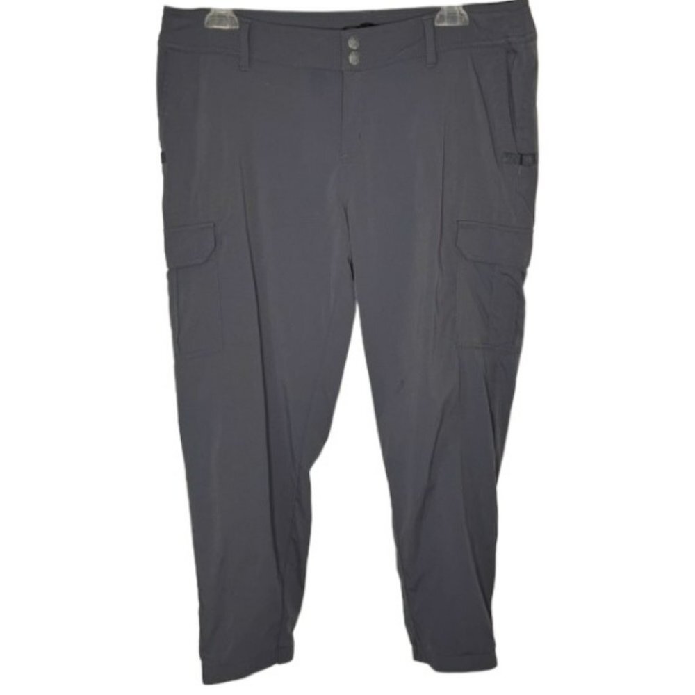 PrAna Nylon Mid-Rise Elastic Cuff Hiking Climbing Capris - Gray - 12